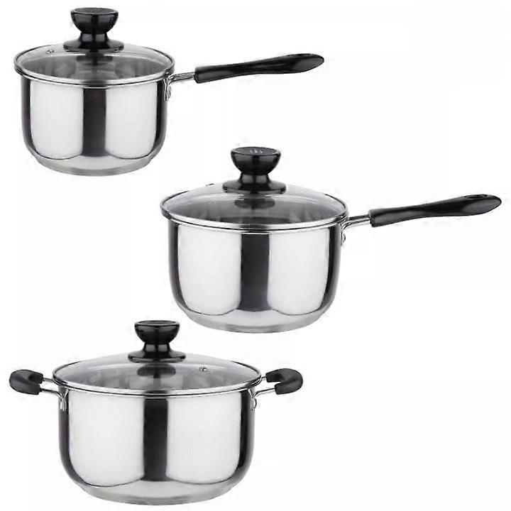 Stainless Steel 3 Pots Set - Versatile Saucepan and Stockpot Set for Electric and Ceramic Cooktops, 3-Piece Cookware Set