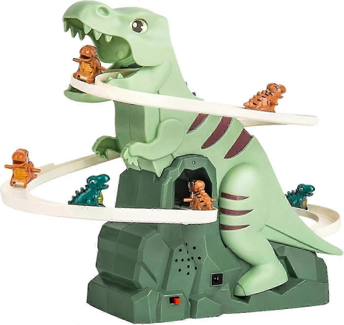 Dinosaur Climbing Slide Toy, Stair Climbing Dinosaur/Ducks, Small Dinosaur Climb Stairs Toy Roller Coaster Toy with Light and Music Toy