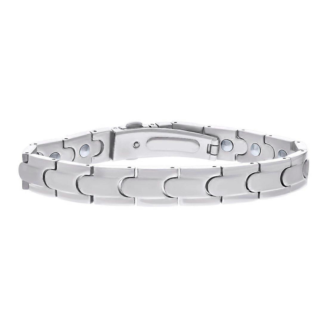 Pulseira masculina de aço inoxidável, 8,5 polegadas, 10 mm de largura, com elos.
