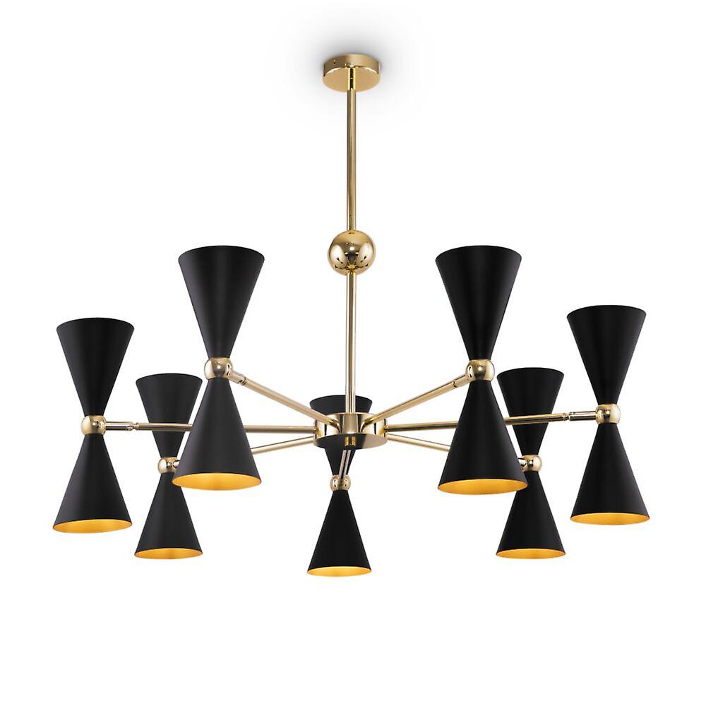 Modern Vesper 14 Light Black with Gold Pendant Ceiling Light