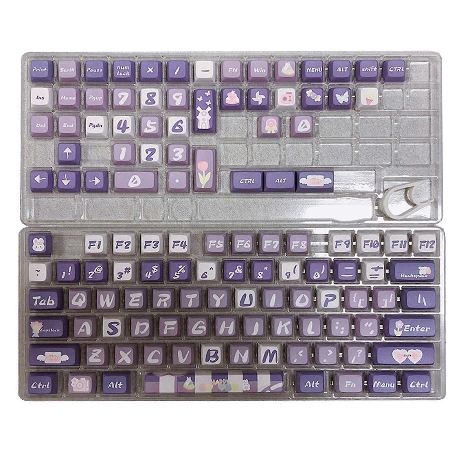 122 Keys Hydrangea Themed Keycap XDA Profile PBT Dye Sublimation Keycap Set for Customs Mechanical Keyboards