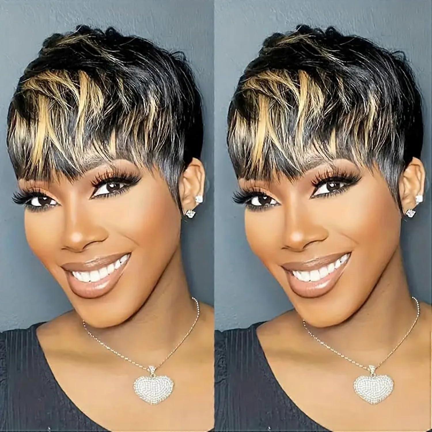 Pixie Cut Wigs for Black Women Short Pixie Cut Human Hair Wigs Short Layered Wig Pixie Cut Human Hair Wigs for Black Women Short Layered Wavy  main image 3