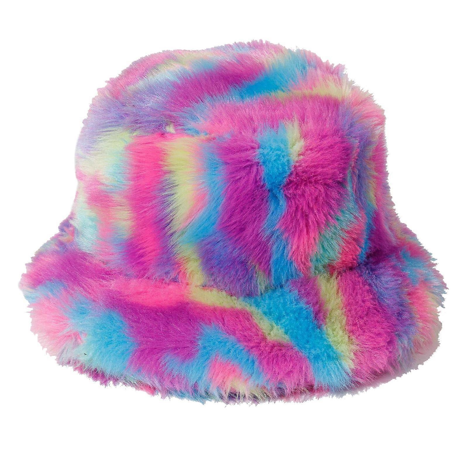 Fuzzy Bucket Hat for Women Warm Plush Furry Sherpa Fisherman Hat Winter Fluffy Color 10 Size Adjustable