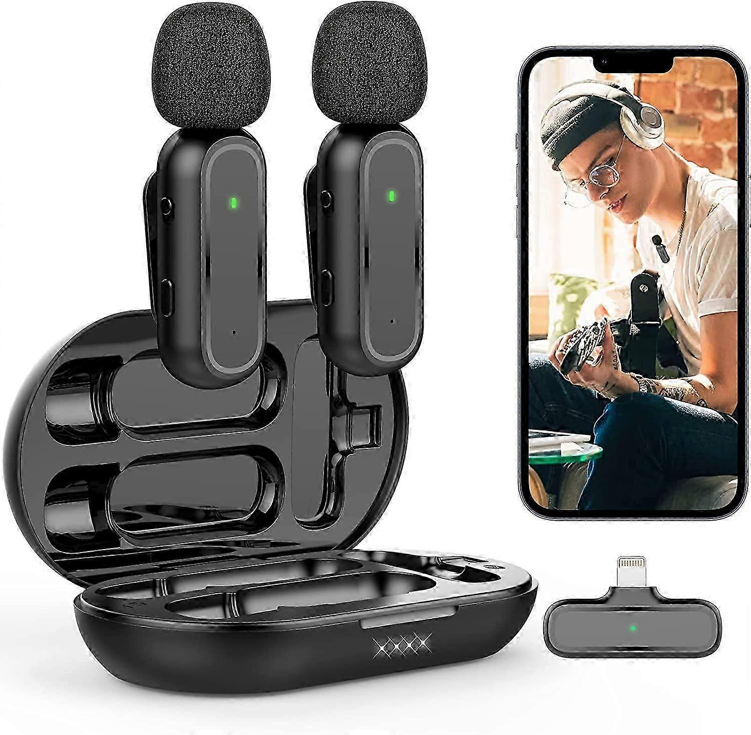 Wireless Lavalier Microphone For Iphone Ipad, Portable Wireless Microphone With Lightning Charging Case Included, Over 7 Hours Of Battery Life For Vlo