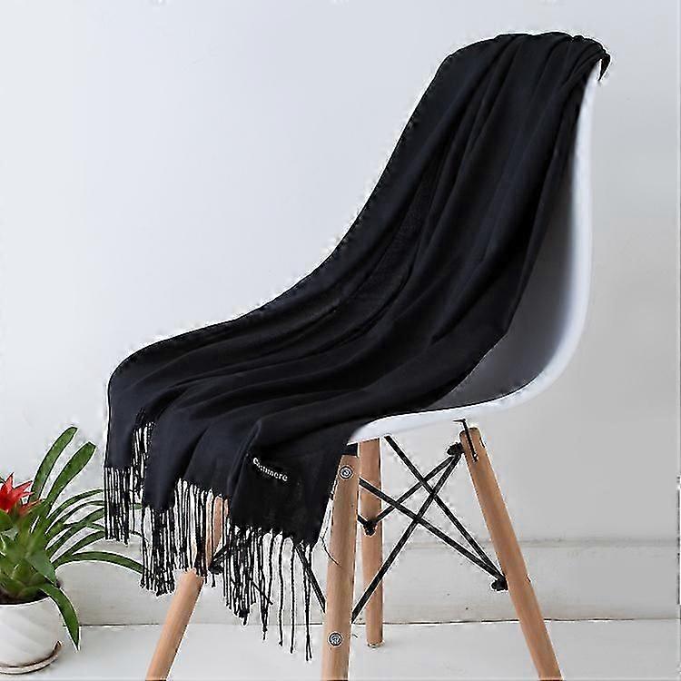 Écharpe en cachemire pour femmes, châle solide mince, style pashmina, hijabs d’hiver à la mode