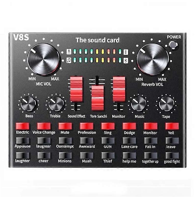 V8S Sound Card Mobile Phone Computer Anchor Live K Song Recording Microphone, Specification: English Version