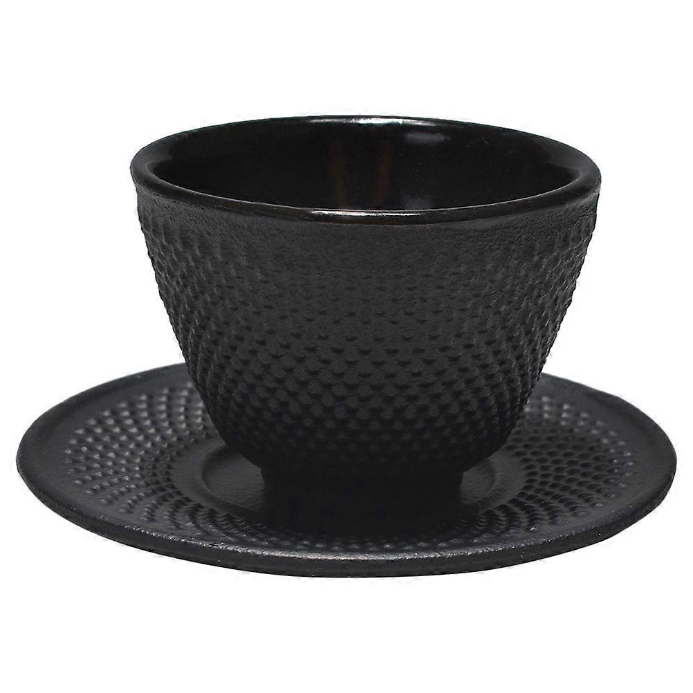 Retro Cast Iron Tea Cup and Saucer Set – Vintage Style Teaware for Home Use, Easy to Clean, Ideal for Tea Lovers and Guests
