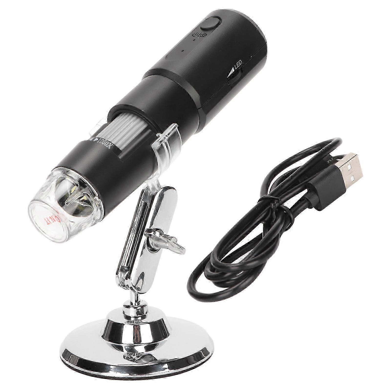 Wireless Digital Microscope 50X to 1000X USB Mini Black Handheld Microscope with 8 LED Lights for PC Tablets Laptops