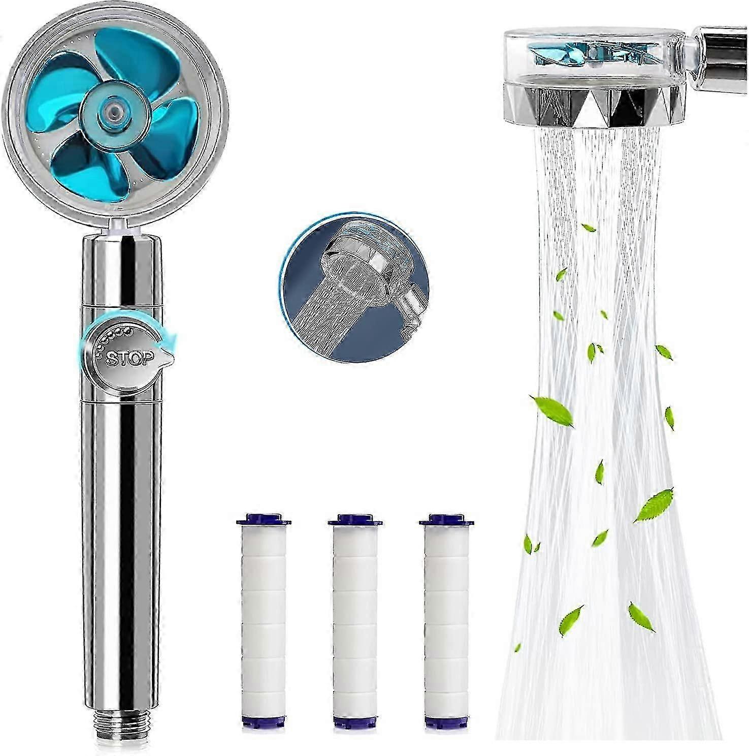 High Pressure Hand Shower with Anti-Limescale & Water Saving 3-Stage Filter System