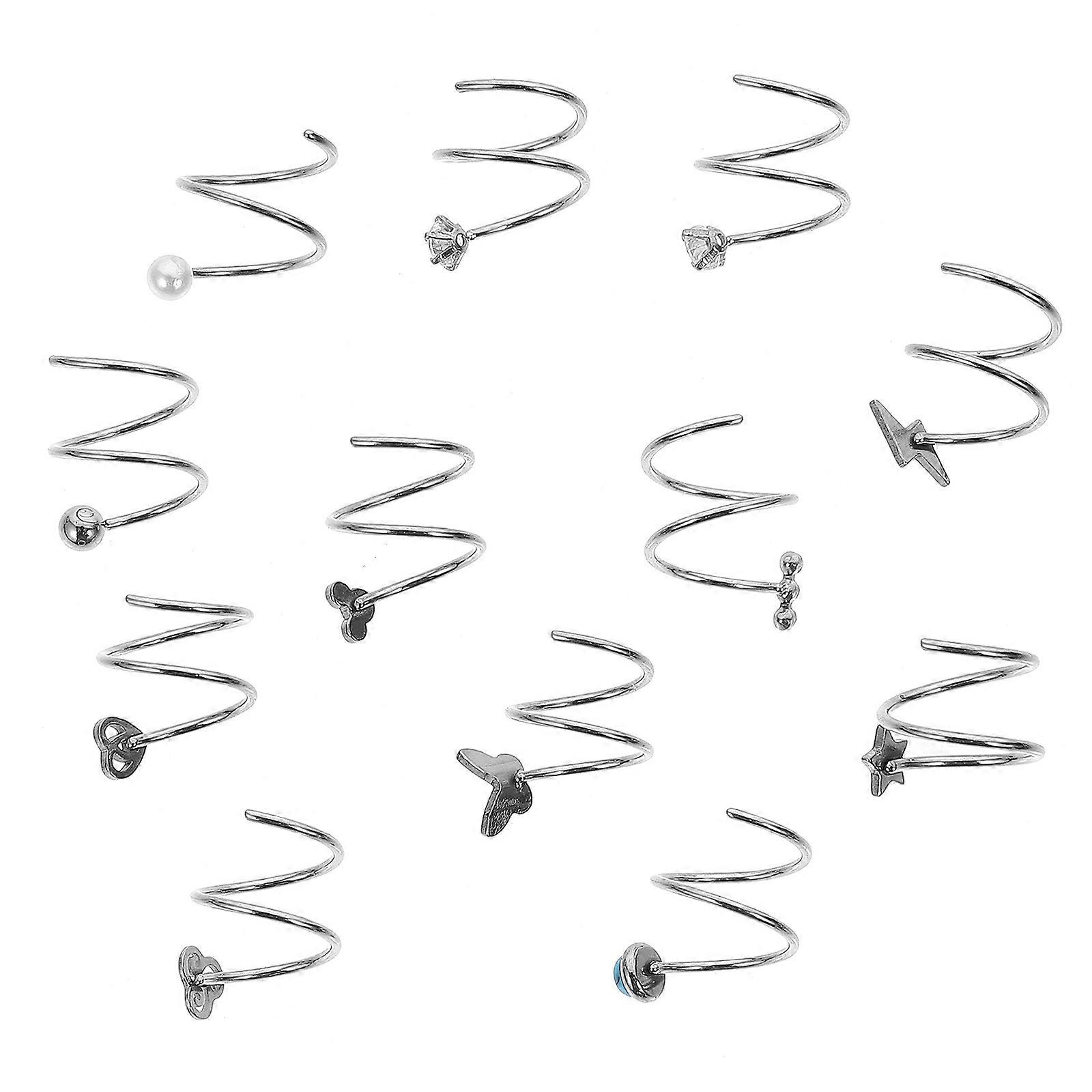 Here's a refined product description for your **12pcs Spiral Nose Rings Hoops Nose Jewelry**:
**12pcs Spiral Nose Rings Hoops Nose Jewelry –