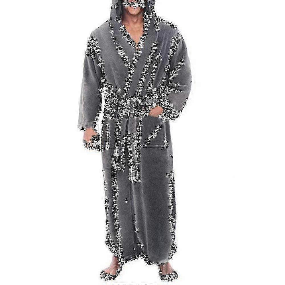 Mens Fleece Hooded Soft Bathrobe