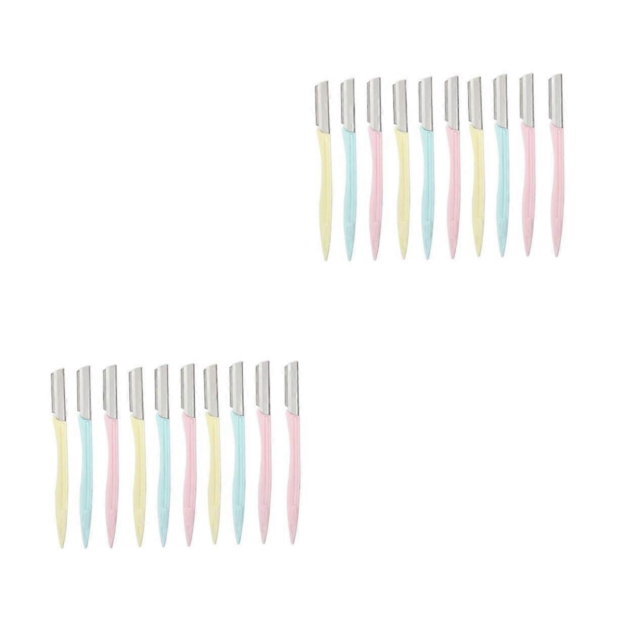 20 Pcs Long Handle Eyebrow Razor Black Scraper Steel Blade Easy to Clean Salon