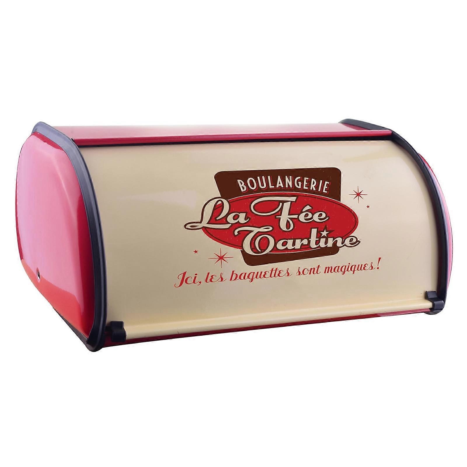 Metallic Drum-Shaped Bread Storage Box Red Retro Design Large Capacity Steel Housing Compact Size 36x24.5x16cm For Kitchen Us