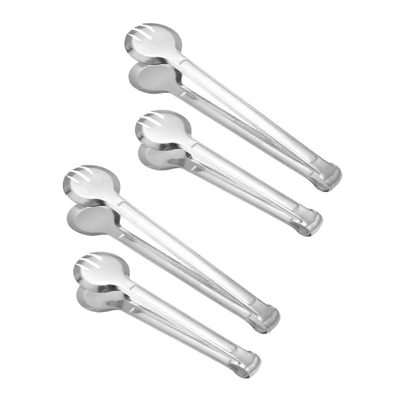 4-Piece Multifunctional Stainless Steel BBQ Tongs Set with Non-Slip Heat Resistant Handles for Grilling