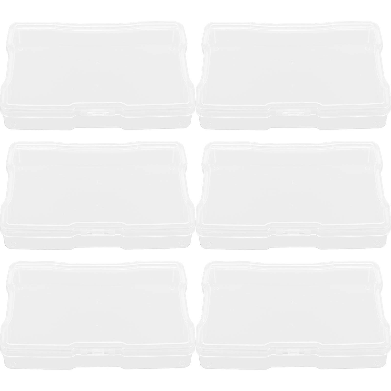 Stackable Storage Bins Photo Organizer Case Home Use 4x6 Inch Transparent Multifunctional Storage Box 6Pcs