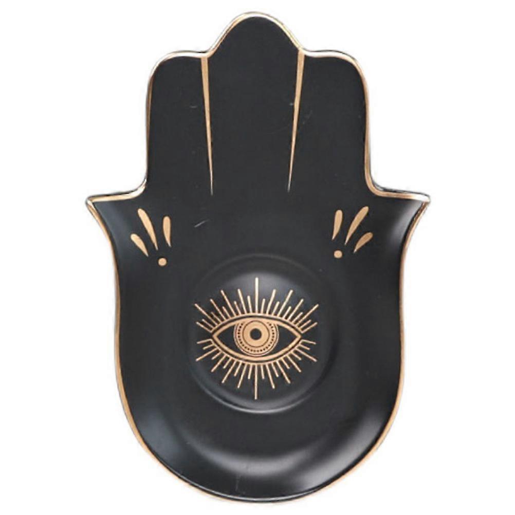 Small Ceramic Dish Key Storage Elegant Buddha's-Hand Shape Black 1Pcs