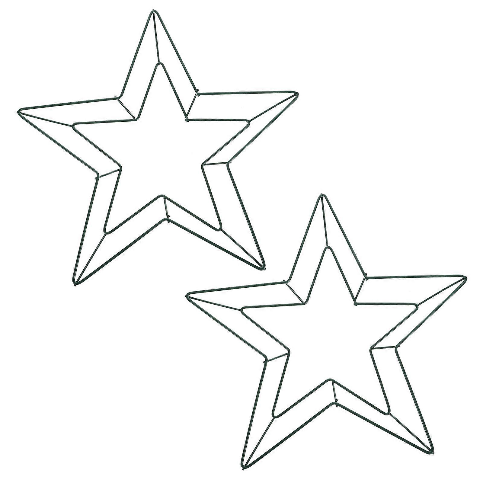 Green Iron Wreath Ring for Decoration with Solid Structure and Star Shaped Design 2 Pieces