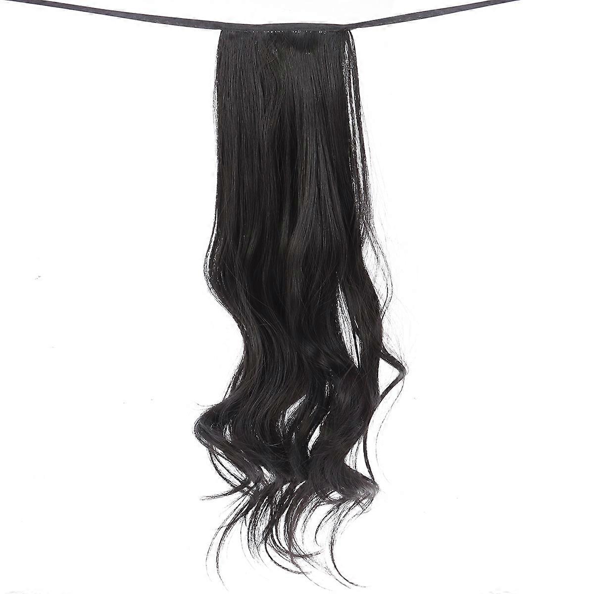 Synthetic Curly Ponytail Extension Wig Party Use Natural Black Stylish Design 48x10x1cm 1Pcs
