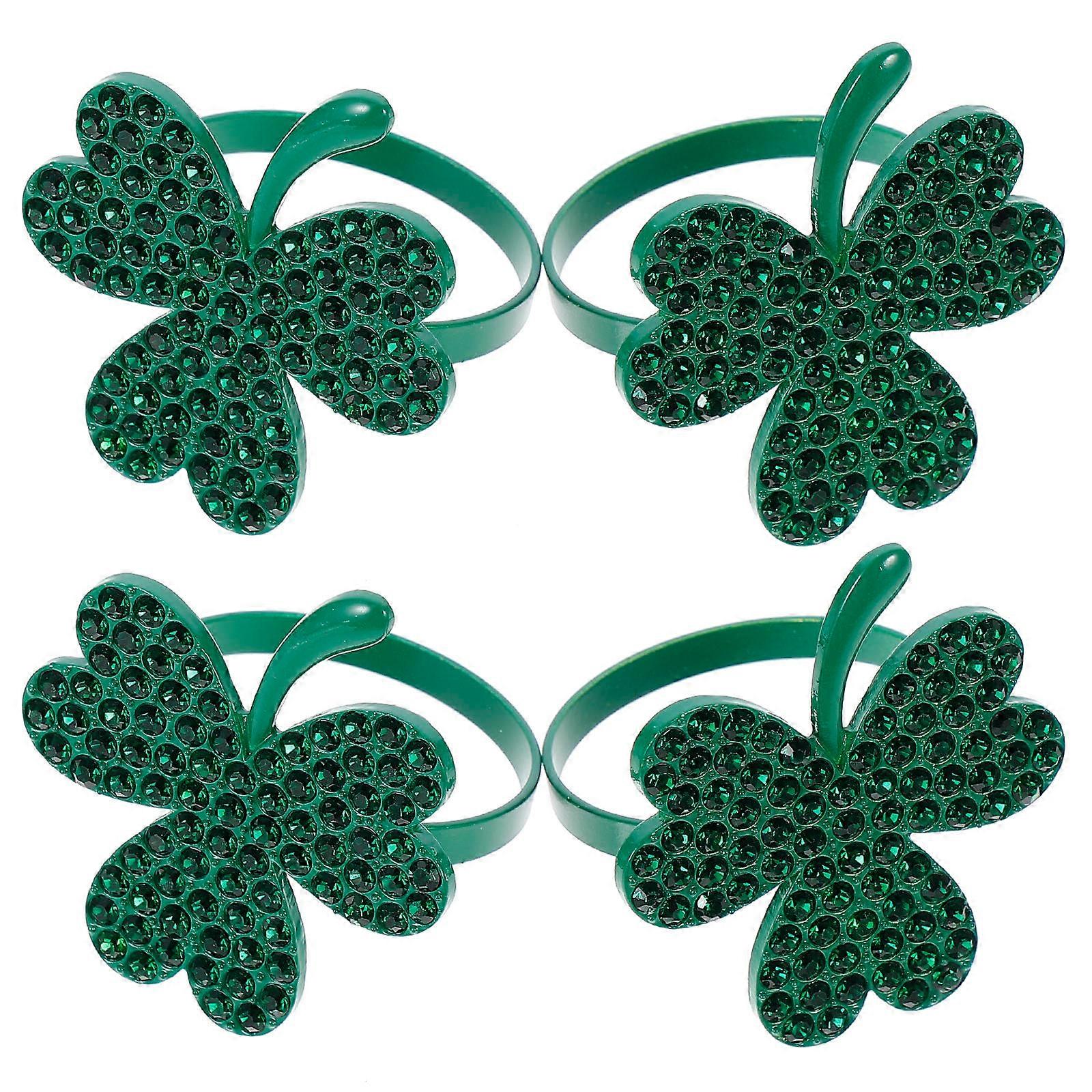 Clover Napkin Rings for Decoration Made of Alloy in Green Pieces