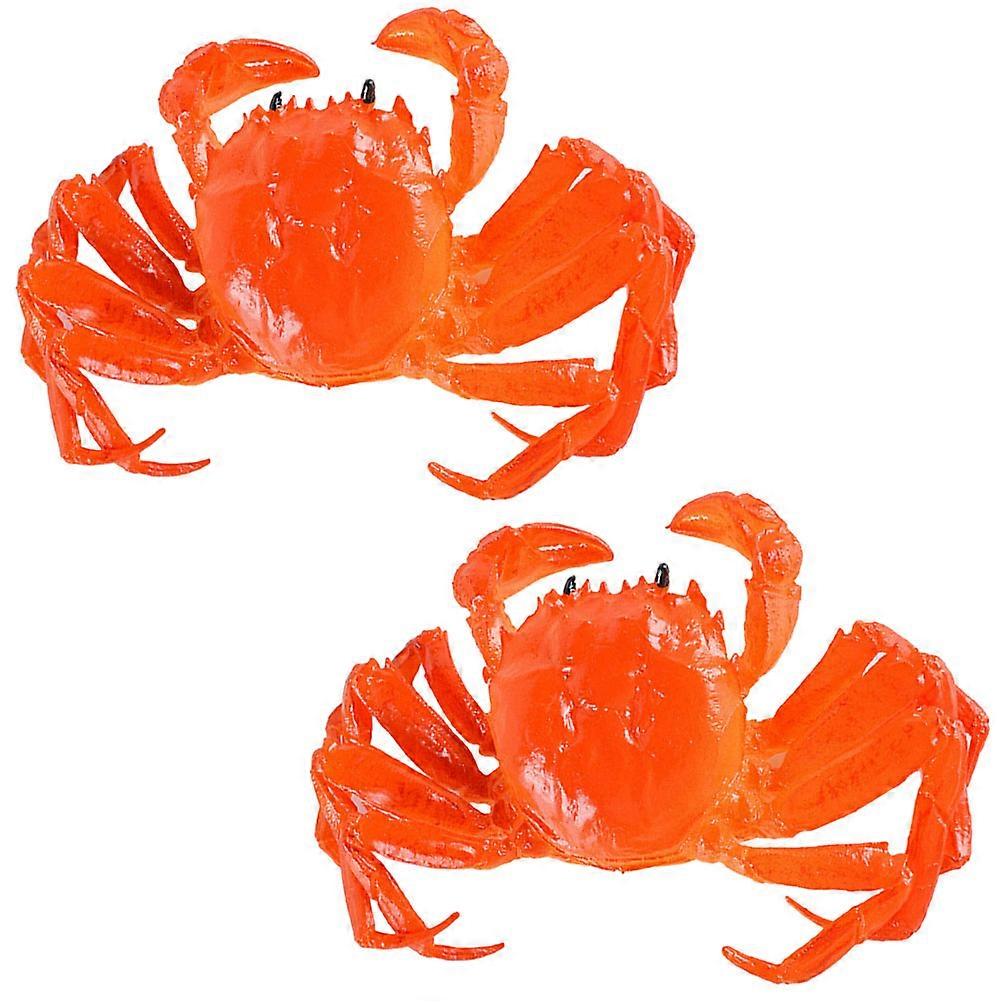 Realistic Crab 2Pcs Simulation Cooked Crab Models Orange PVC Home Decoration Learning Prop