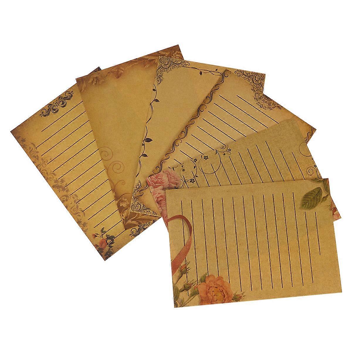 Vintage Paper Stationery Decorative Craft Paper 21x14.5cm Handwritten Expression Note Taking Light Brown 6 Sets
