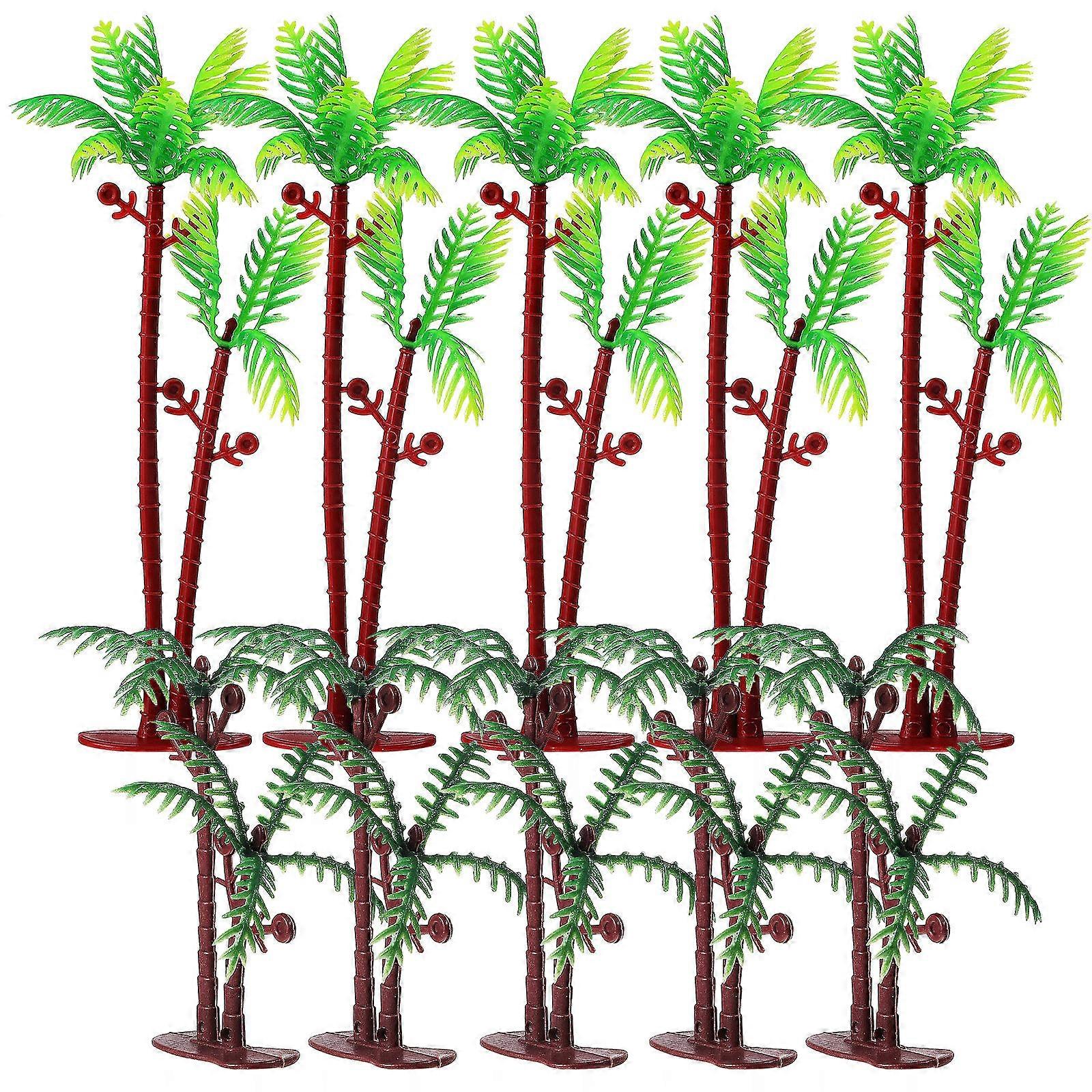 Tiny Palm Tree Decor Artificial Palm Trees Indoor Decoration Small Green Plastic 10Pcs