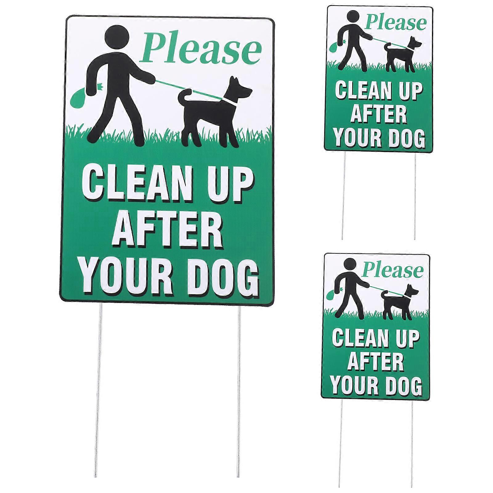 3pcs Dog Poop Signs Clean Up After Your Dog for Lawn Decoration, Easy to Insert and Understand