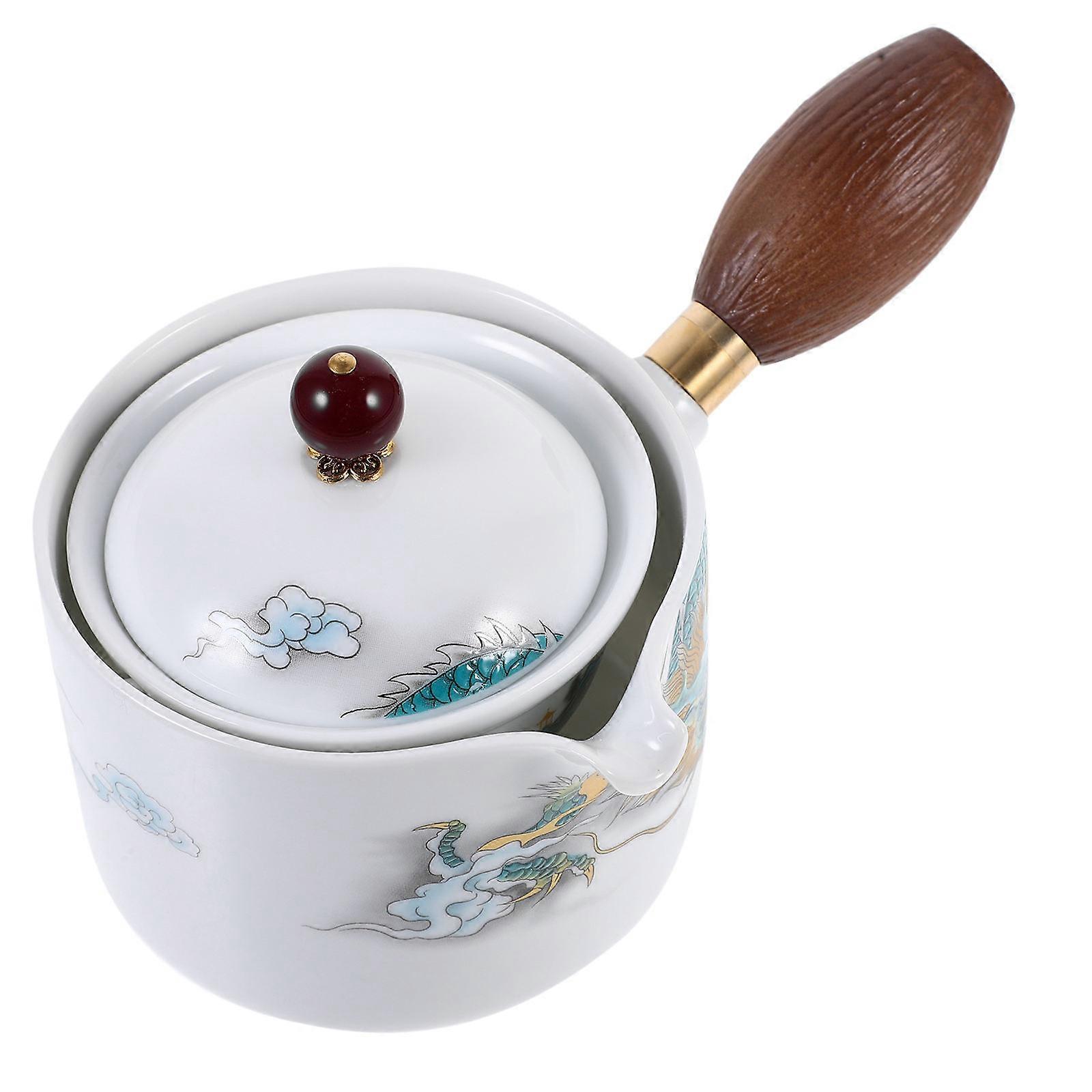 Loose Leaf Teapot Ceramic Large Capacity Anti-Scald Office Table Use Ergonomic Design 1Pack