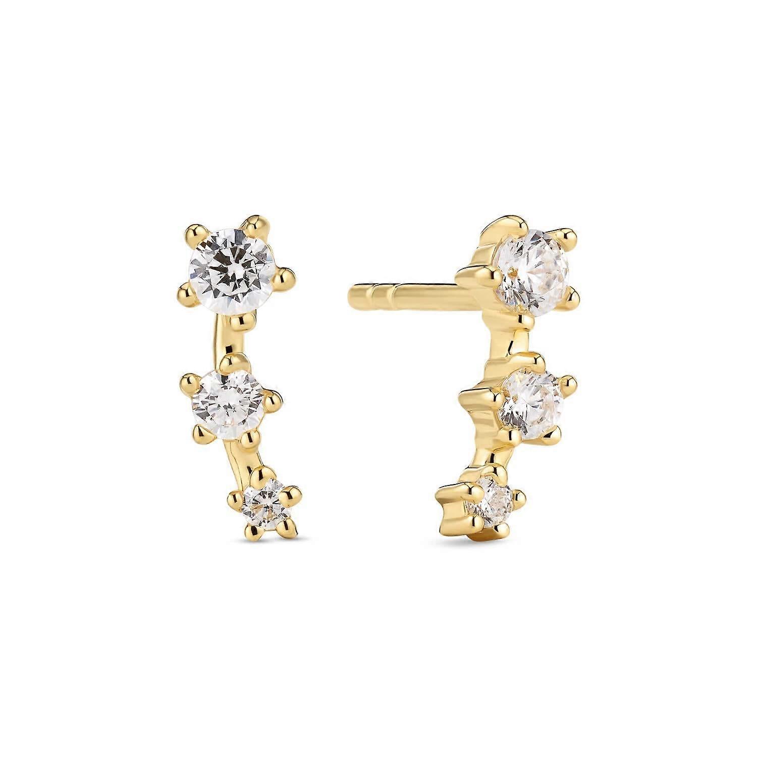 18K 镀金白色氧化锆 Lucente Tre 耳环 SJ-E2703-CZ-YG