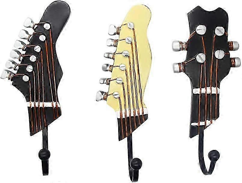3-Piece Guitar Shape Hooks and Racks for Hats Coats and Clothes