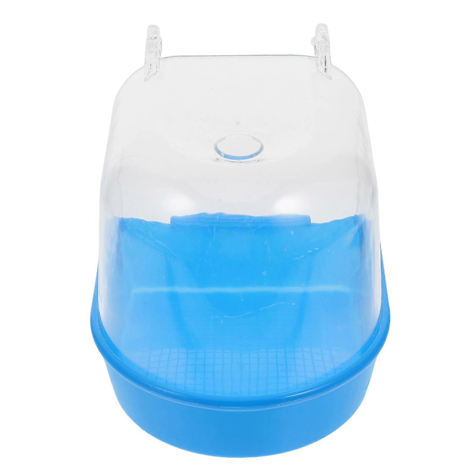 Budgie Bath For Cage Parrot Bath Box Parakeet Bathing Tub Blue Color Tub Shape Portable Design Pet Owners 1Set