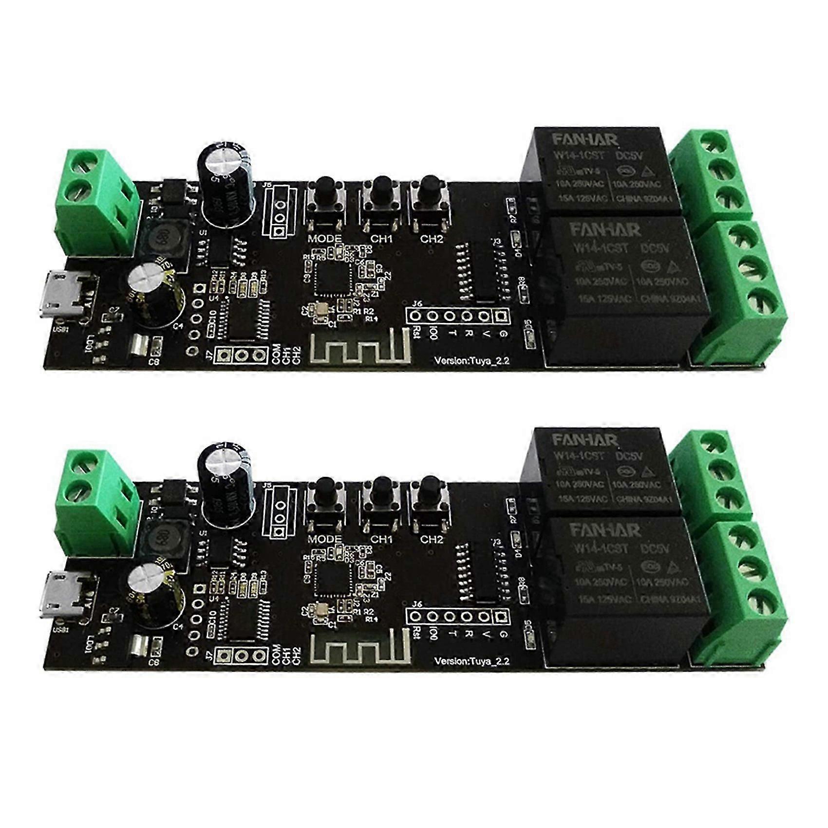 2X 2 Channel WiFi Momentary Inching Relay Self-Locking Switch Module Smart Life/Tuya APP Control Wi