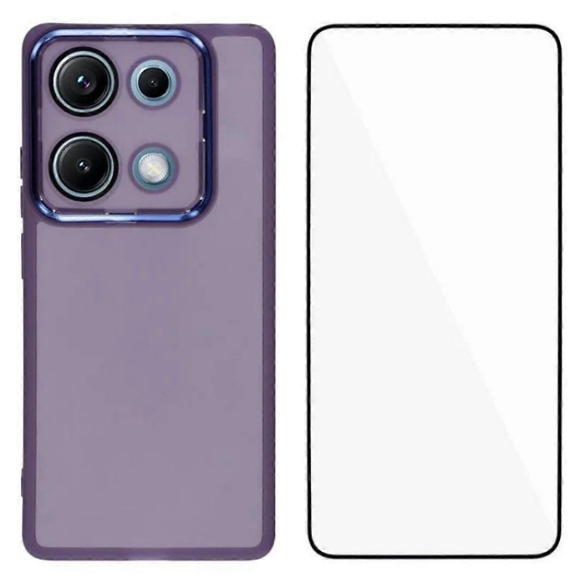 Compatible For Xiaomi Redmi Note 14S 4G TPU Case WANLONFENG DKSM Series Electroplated Frame Back Cover with Tempered Glass