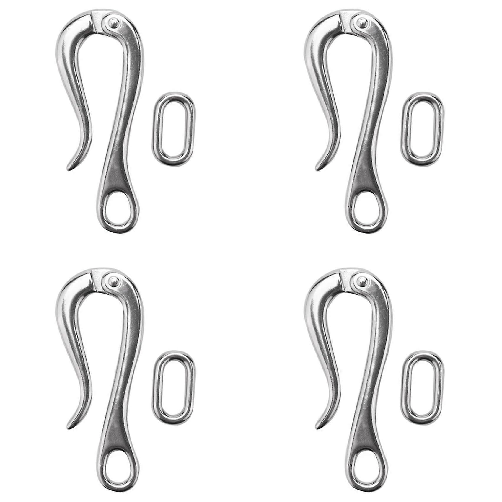 100 mm Pelican Hooks 4-Pack with Quick Release, Stainless Steel 316 Marine Boat Hardware, Heavy Duty Design