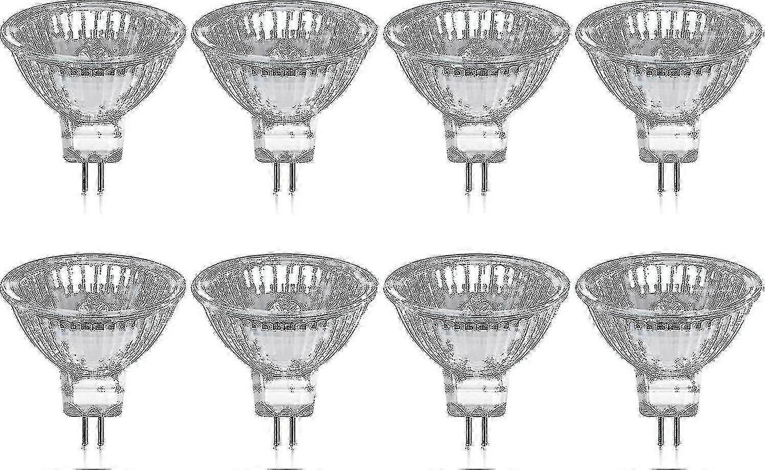 Lot de 8 ampoules halogènes GU5.3 MR16 35 W 12 V à intensité variable - Blanc chaud 2 800 K, 400 lumens, cache en verre