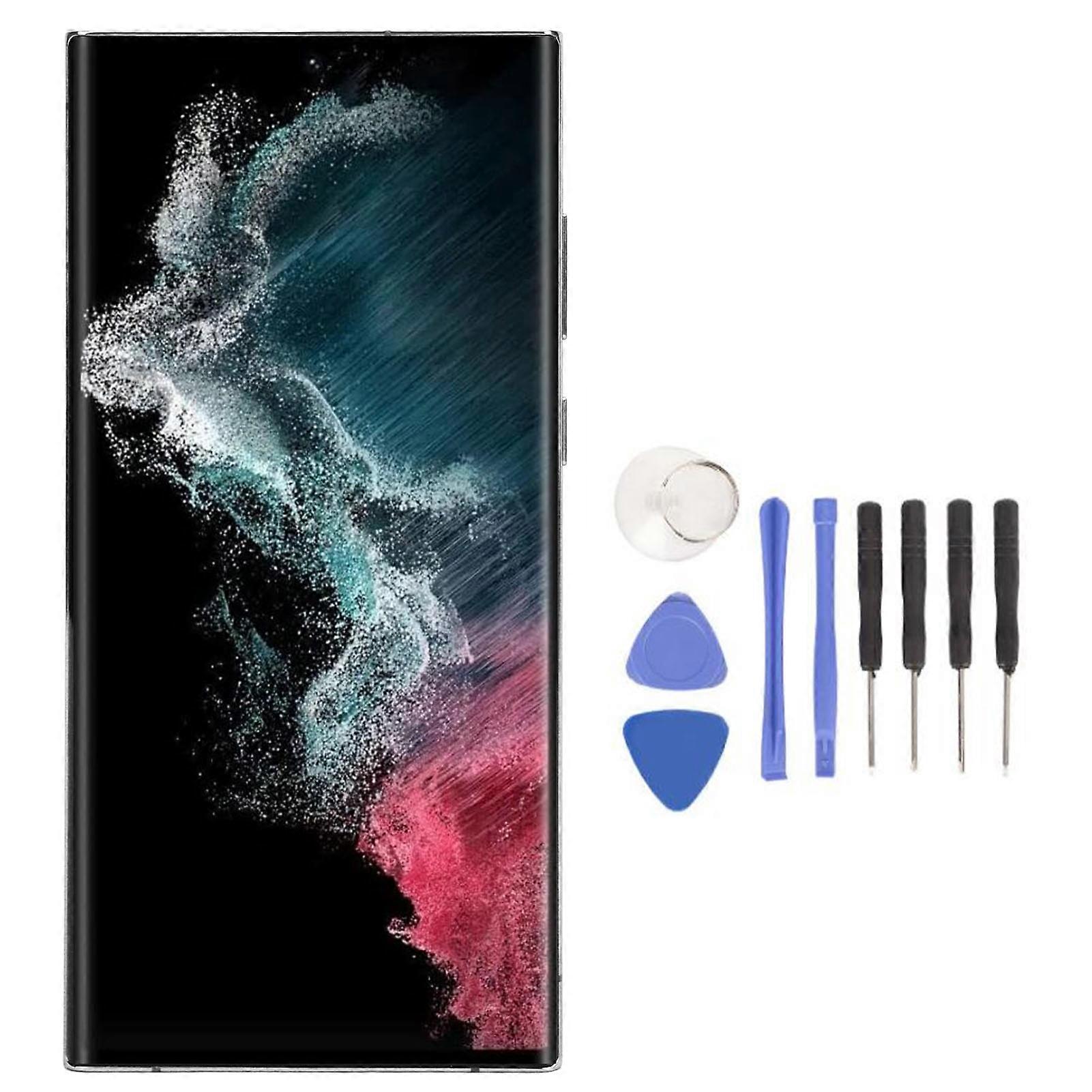 Phone LCD Display Replacement for Galaxy S22 Ultra Phone LCD Screen Touch Screen Digitizer Assembly Replacement with Fingerprint Frame Silver