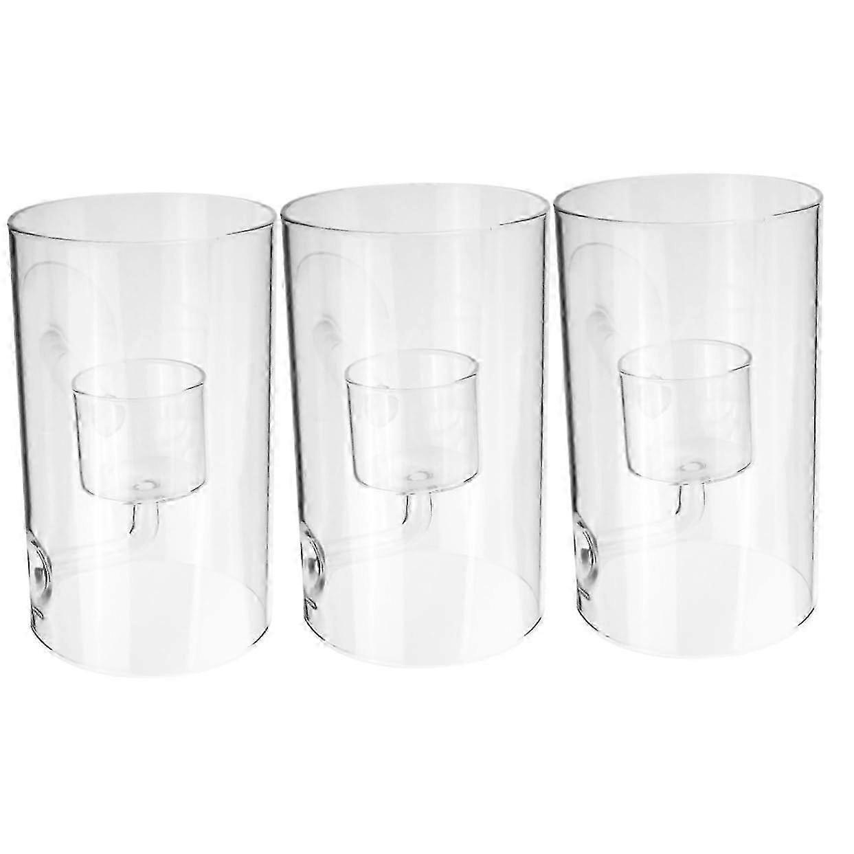Set of 3 Heatproof Glass Cylinder Candle Shades, Breakage-Resistant Decorative Pieces for Office Desktops