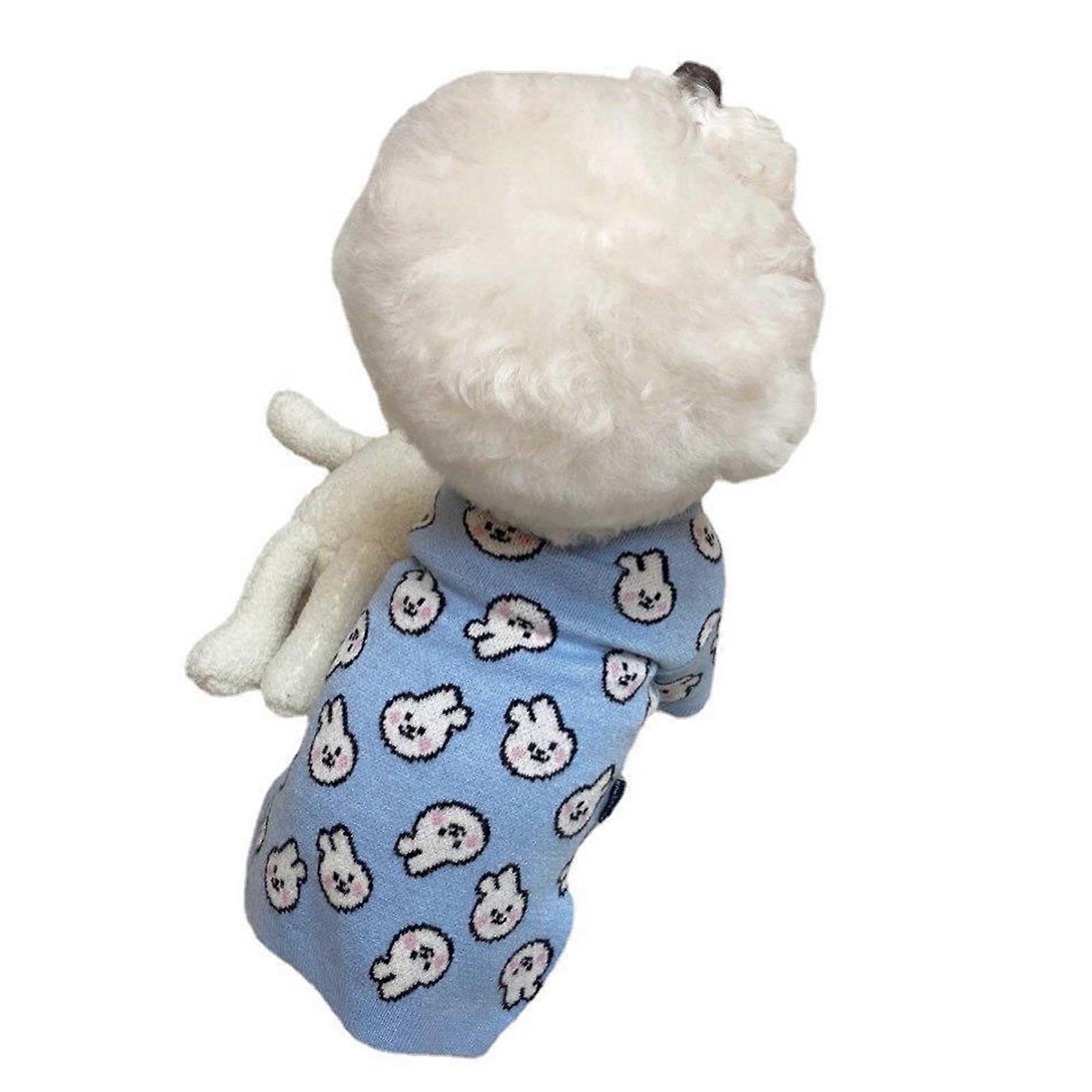 Dog Clothes Cute Pattern Moderate Thickness Soft Comfortable Small Dog Sweater for Spring Autumn Blue Rabbit XL (Recommended Weight 5.5‑7.5kg)