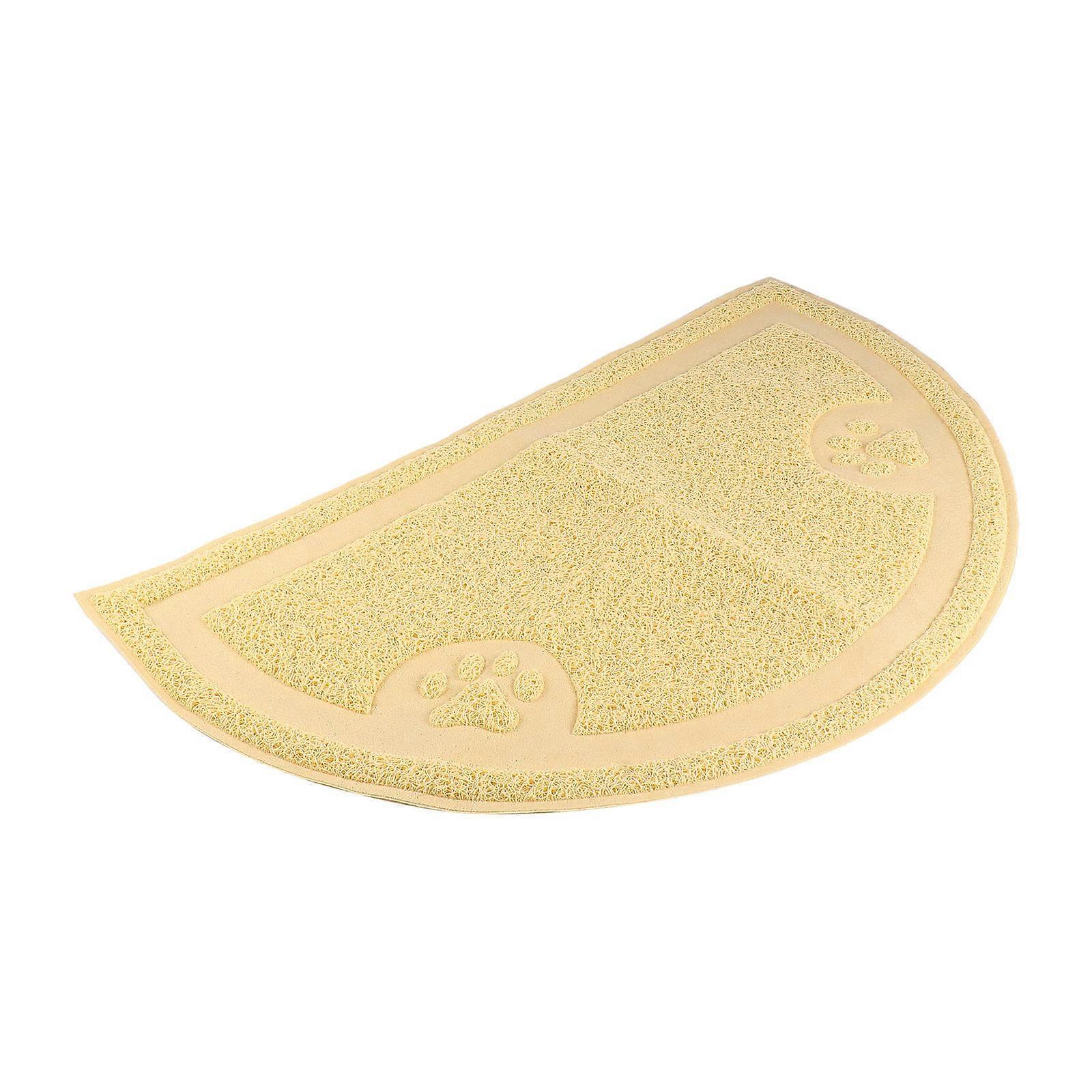 PVC Semicircular Pet Litter Mat for Cat Use Beige Color Absorbs Dirt and Sand from Paws