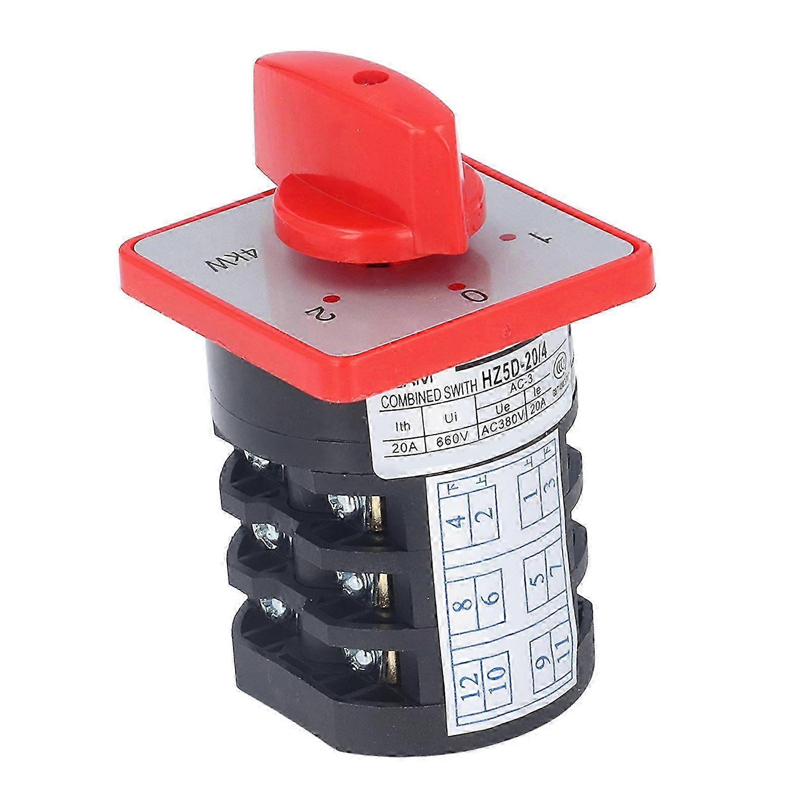 Rotary Knob 3 Pole 3 Position Changeover Switch Accessory for Power Control AC 380V