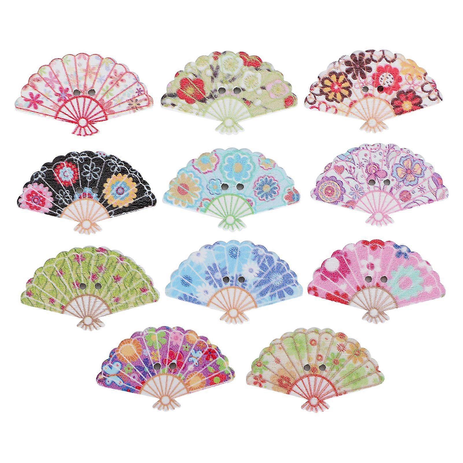 2025年最新モデル200Pcs木製ボタンファン形状カラフルな縫製装飾