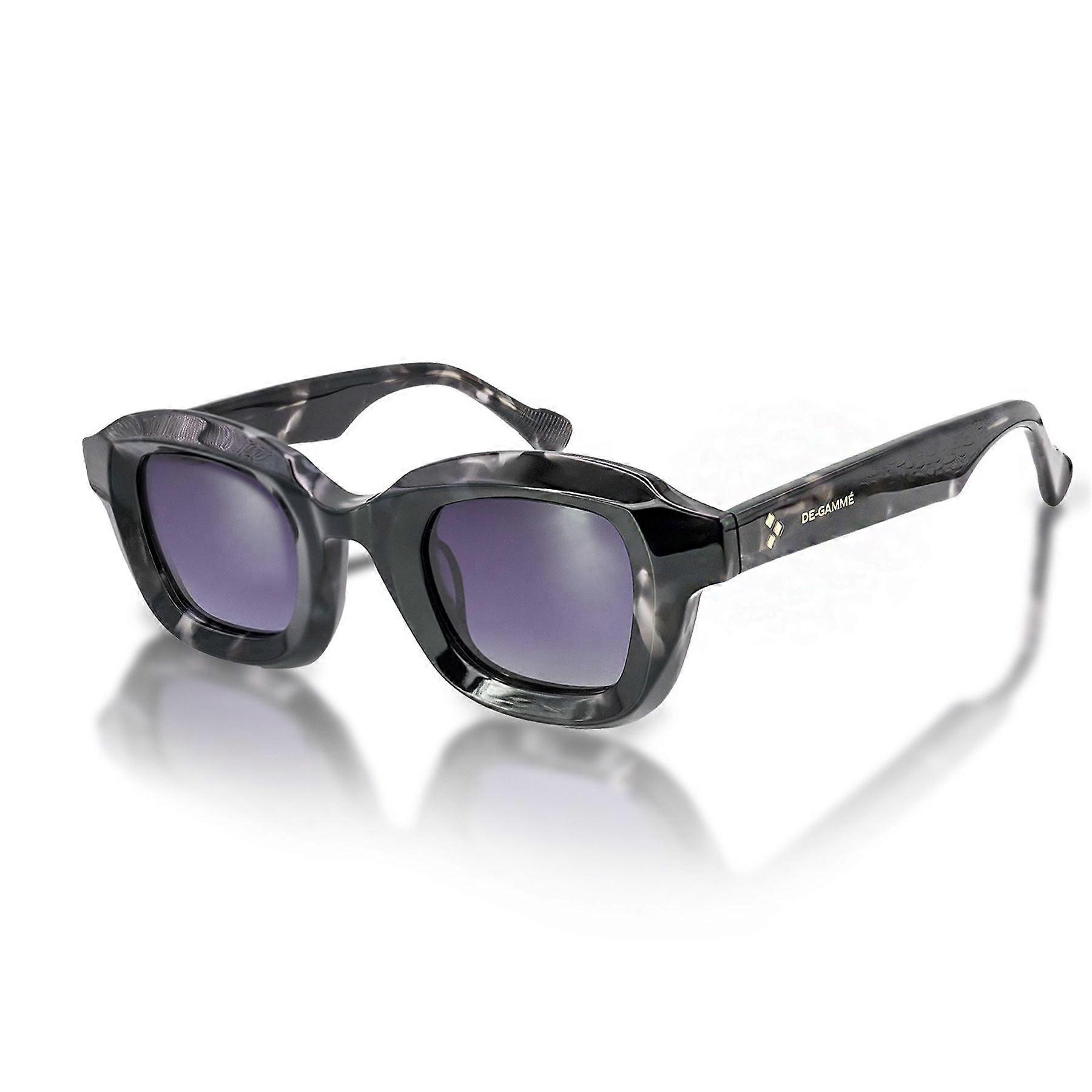 De-Gamme Unisex Black Geometric Frame Rectangle Polarized Sunglasses - Milan