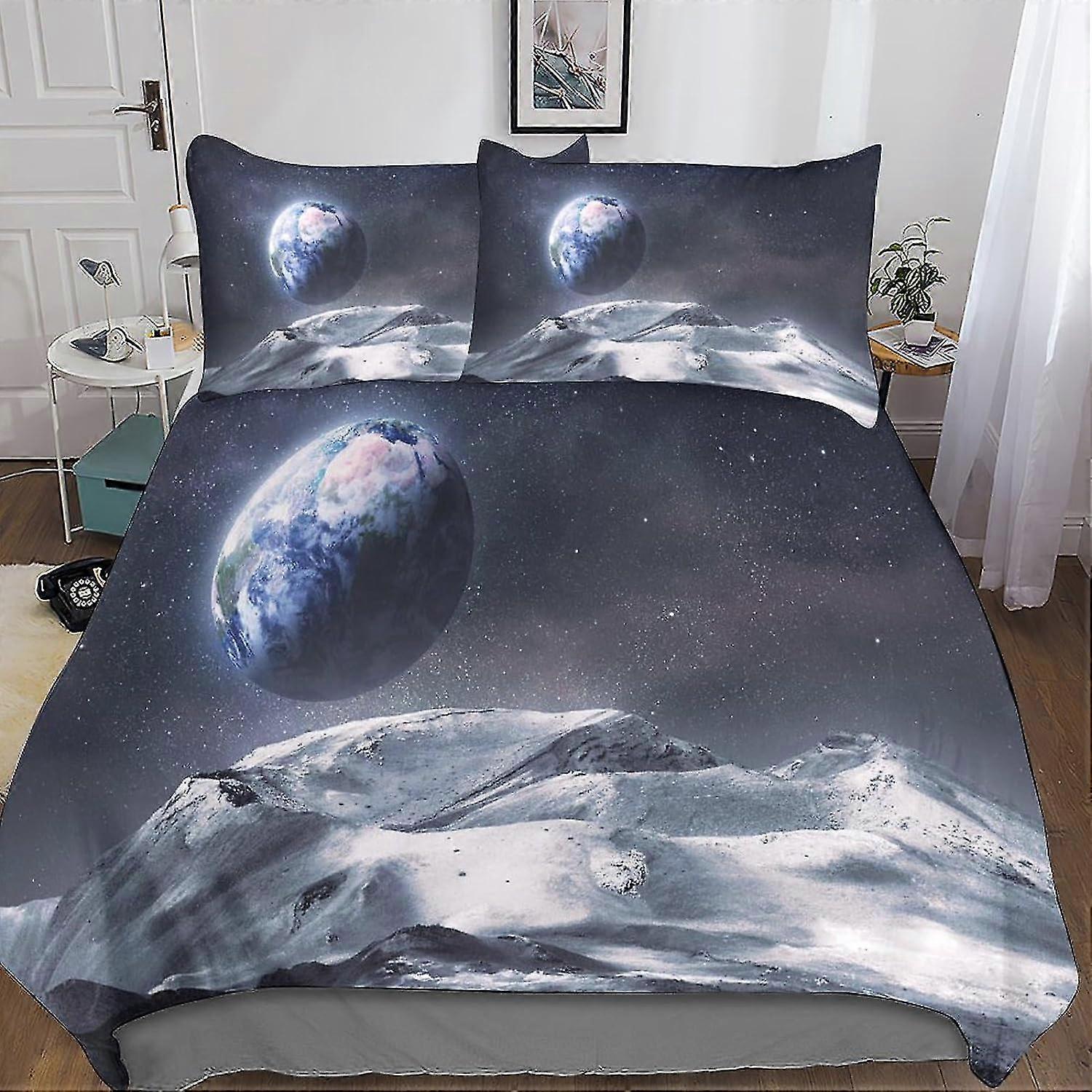 Microfiber Bedding Set with Galaxy Star Print, 3D Duvet Cover & Pillowcase, Soft Comforter Cover for Men