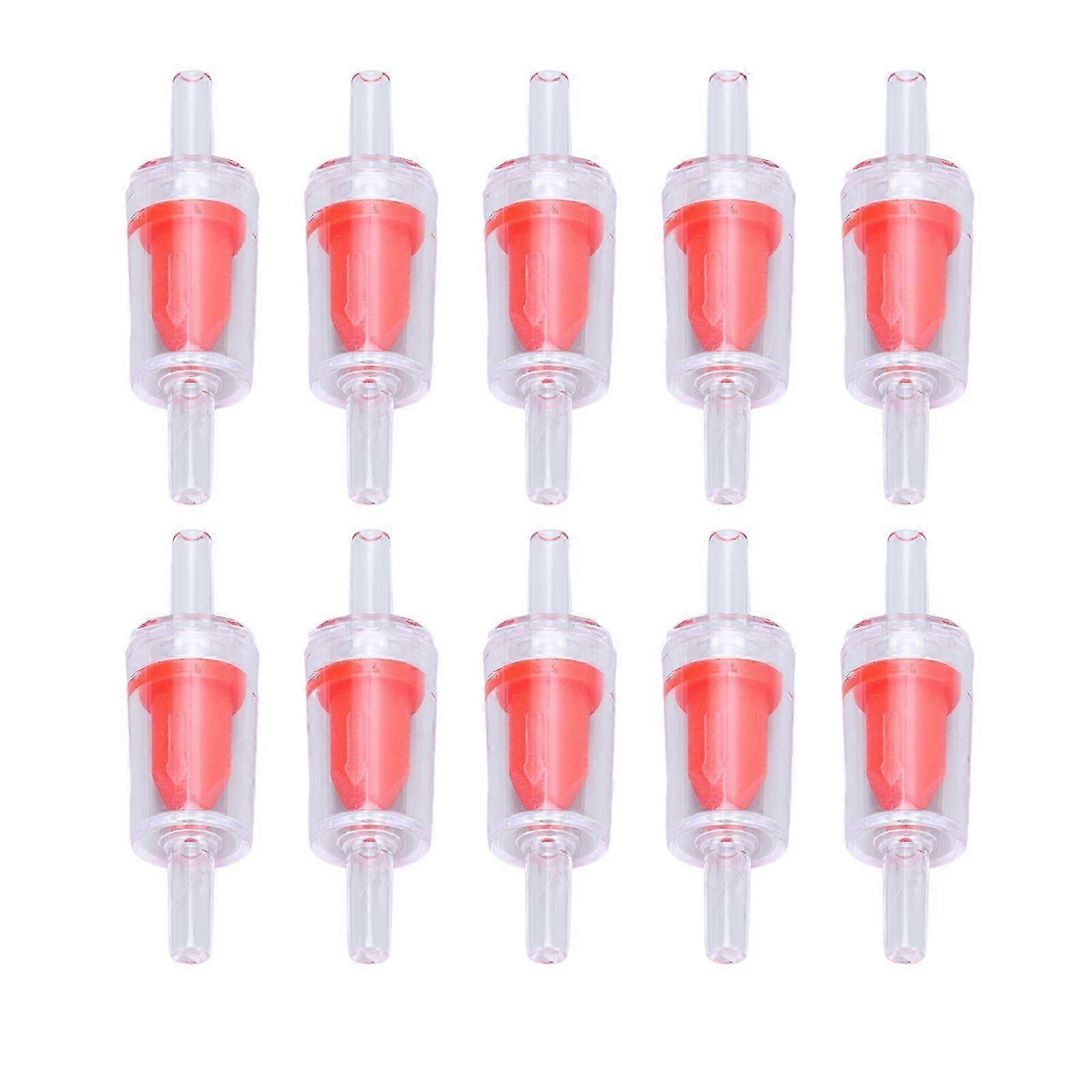 10 Pcs 4mm PP Air Pump Aquarium One Way Water Stop Check Valve for Fish Tank Red
