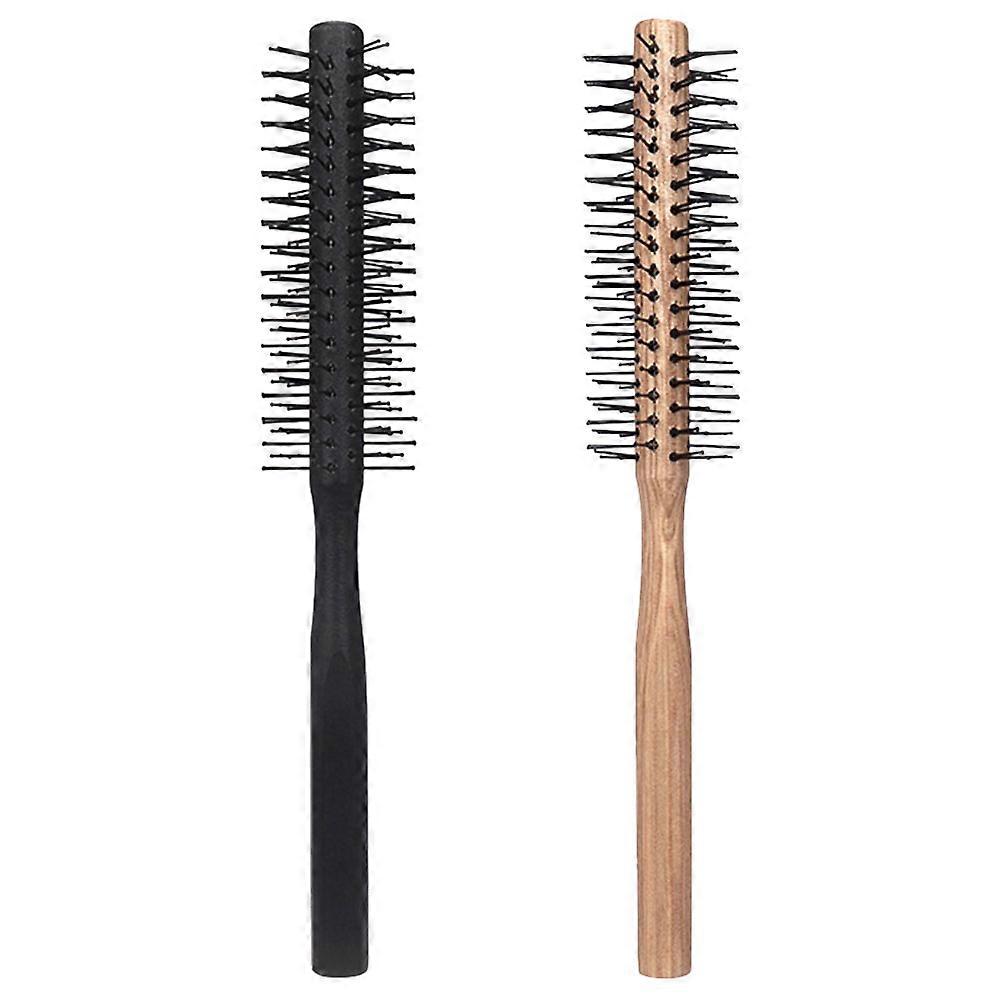 Blow Drying Combs Round Brush For Curling Hair Assorted Color Wooden Styling Comb 2Pcs