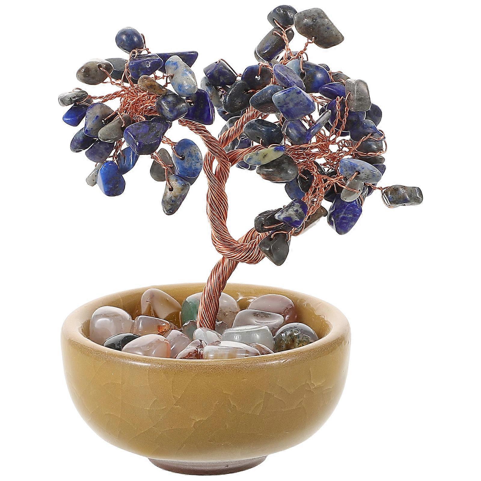 Natural Feng Shui Wealth Tree with Base – Handmade Crystal Design for Home and Office – Symbolizes Luck and Prosperity