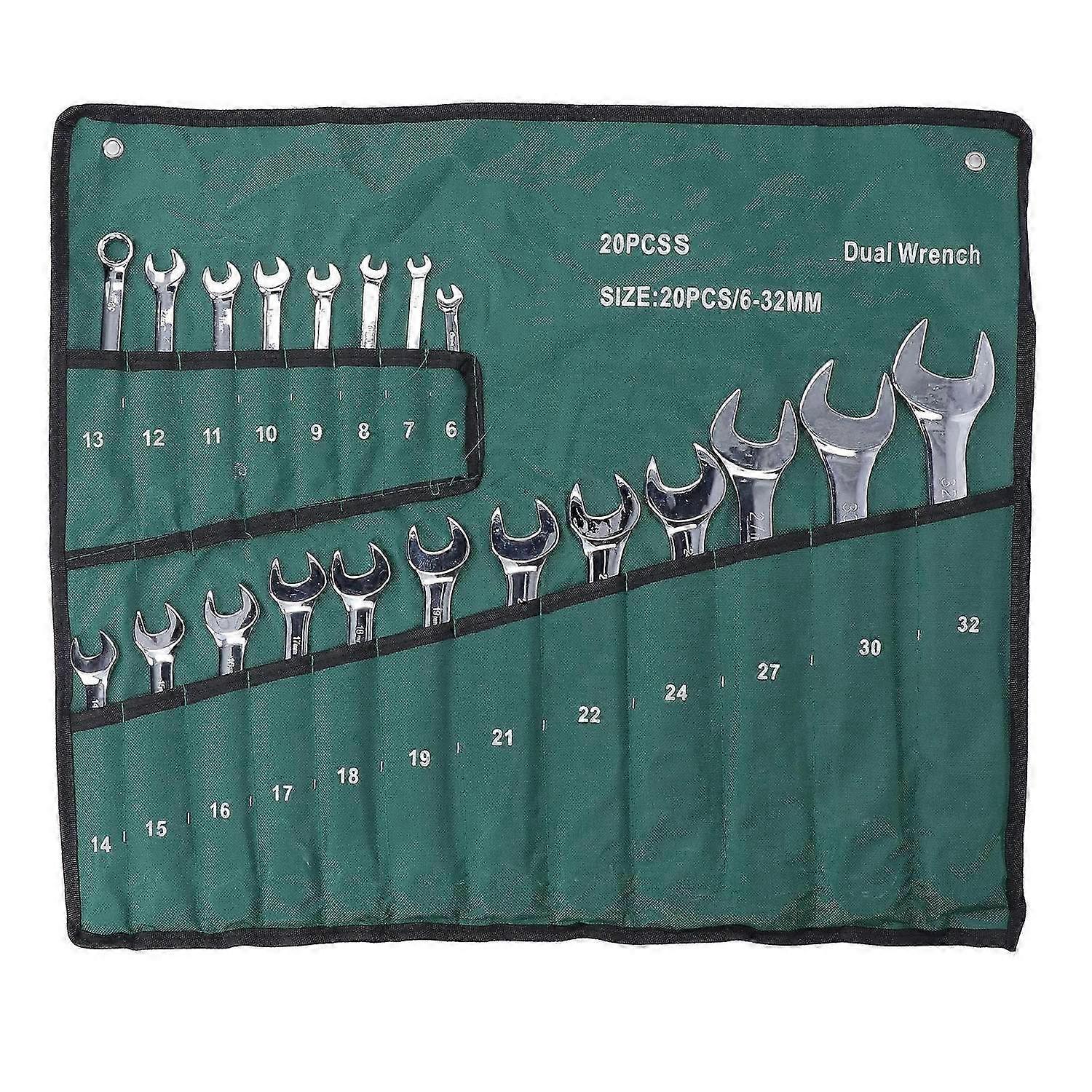 20Pcs Combination Wrench Set Metric CRV Steel Spanner Chrome Plated Dual Wrenches Hand Tool 632mm