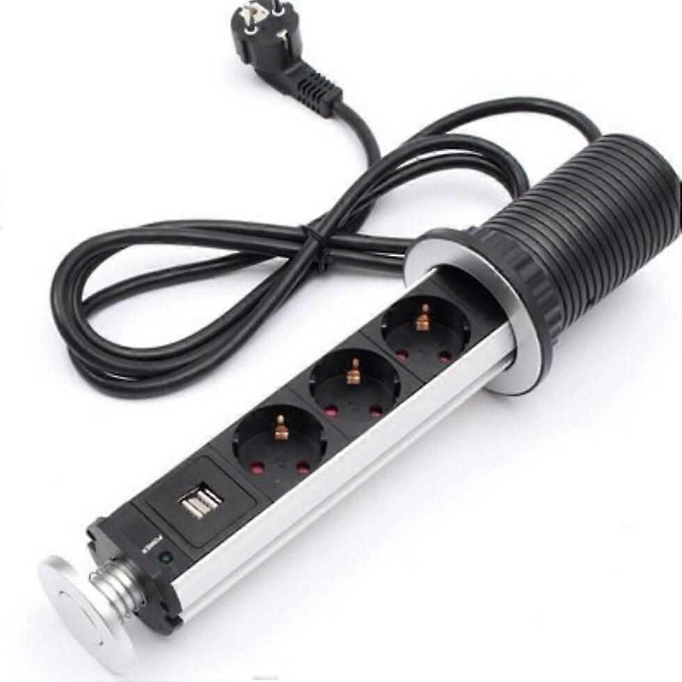 Electric Power Outlet for Worktop, Desk, Hidden Desktop USB Socket European Standard (3 Outlets)