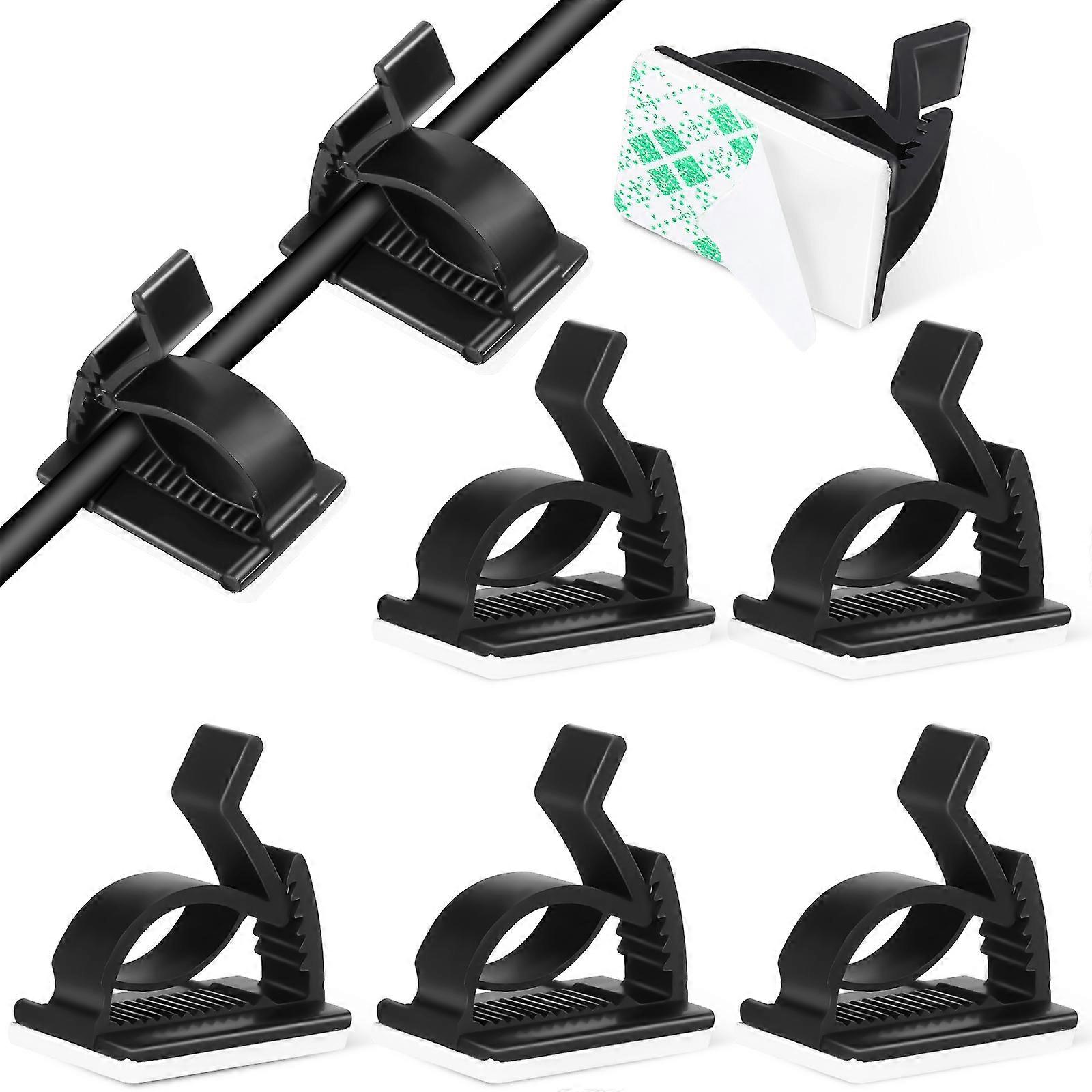 Cable Organiser Cord Keeper for Wire Management Tool Office Use Black Rectangular Clip Adhesive Attachment 10Pcs