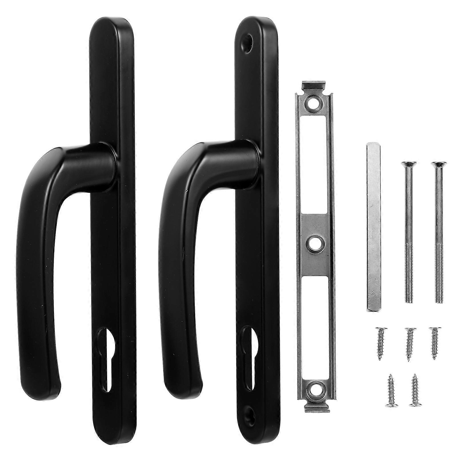 Aluminum Alloy Door Handle Lock Vintage Design Durable Lever for Living Room Bedroom Easy Installation with Screws and Backplate Black Finish